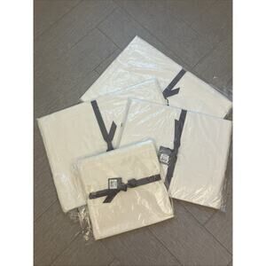 Restoration Hardware RH Ivory Belgian Linen Frayed Edge Placemats Napkins Runner